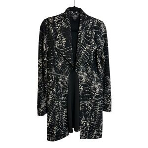 Eva Varro Barcelona Textured Knit Jacket Size M Black Abstract Print Modern